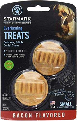 (4 Pack) StarMark Everlasting Dog Treat Toy Bacon Edible Dental Chew Small