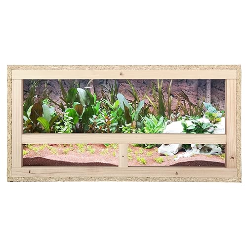ECOZONE Holz Terrarium mit Seitenbelüftung 60 x 30 x 30 cm - Holzterrarium aus OSB Platten - für Schlangen, Reptilien & Amphibien