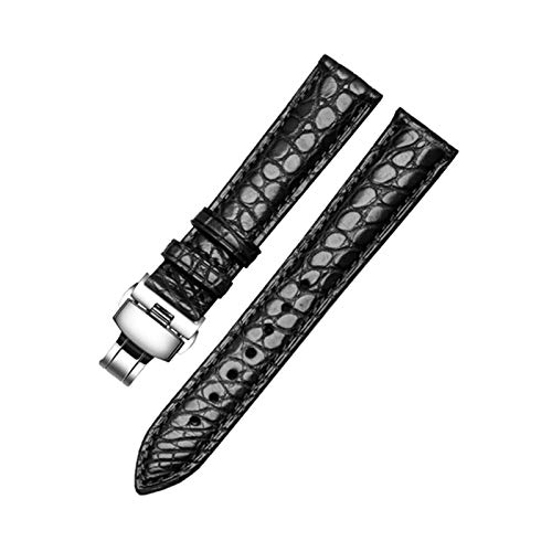 Krokodillederband 14mm-24mm Schwarz/Braun/Rot/Blau-Armband mit Faltschließe für Männer und Frauen, 14mm