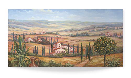 Artland 3D Wandbild aus Alu Bild gebogen Alubild einteilig 100x40 cm Panorama Toskana Natur Landschaft Italien Berge Tal Mediterran T4BP