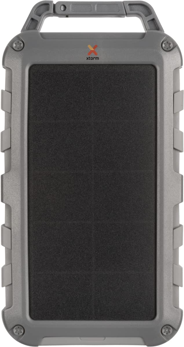 Xtorm 20W Fuel Series Solar Ladegerät - 10,000mAh - Grau, Solar aufladbar, 3 Anschlüsse, Kompatibel mit Smartphone und Tablet