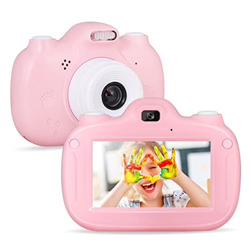 SUPBRO Kinderkamera Touchscreen Fotoapparat Kinder Digitalkamera Mit 3" IPS-Bildschirm 1080P HD 32G TF Karte Geschenke Spielzeug für 3-12 Jahre Kinder Rose
