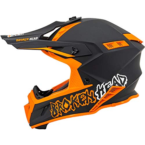 Broken Head TheHunter - Ultra leichter Motocross & Enduro Helm für Profis - Light Orange - Größe L (59-60 cm)