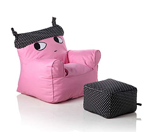 Sweety Toys 12183 Kindersessel Set mit Hocker pink mit schwarzem Hut-indoor/outdoor-waterproof