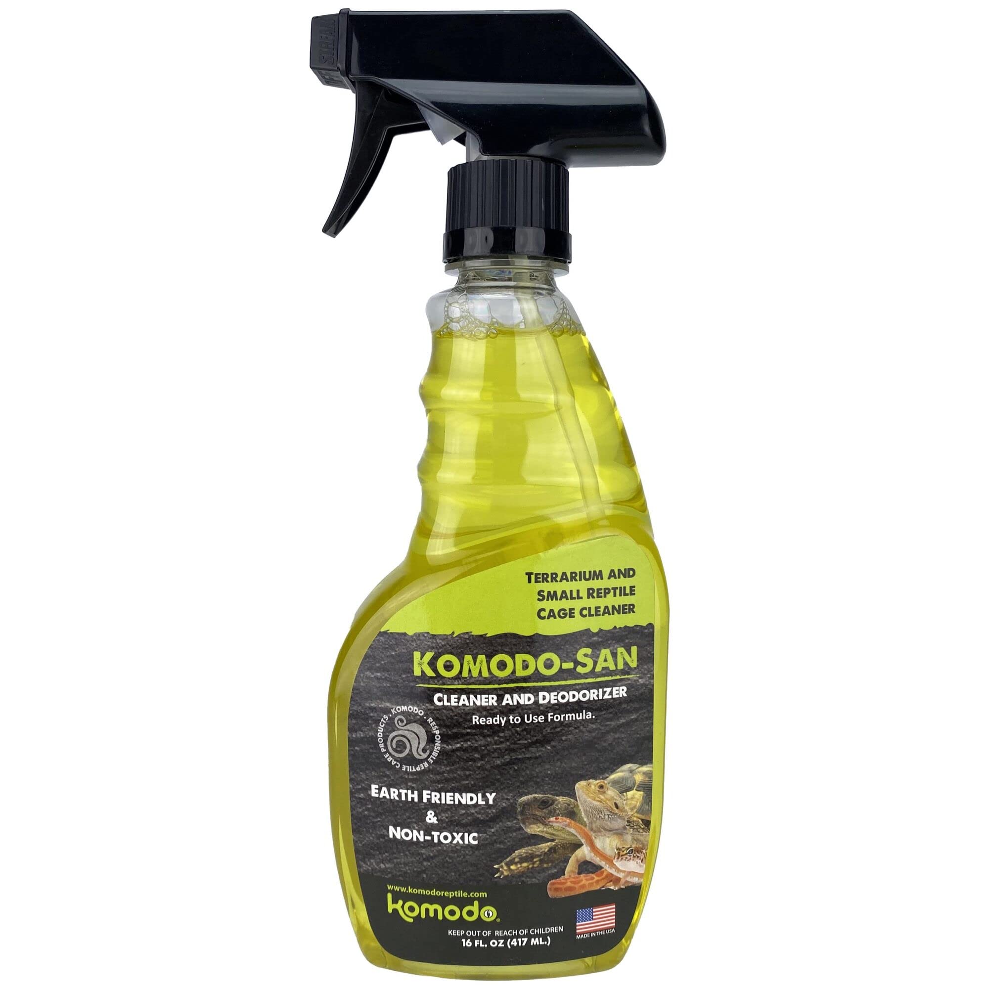 Komodo - San Reptilien-Terrarium-Reinigungsspray | Käfigreiniger & Deodorizer | ungiftig, umweltfreundlich und hergestellt in den USA – 473 ml Sprühflasche