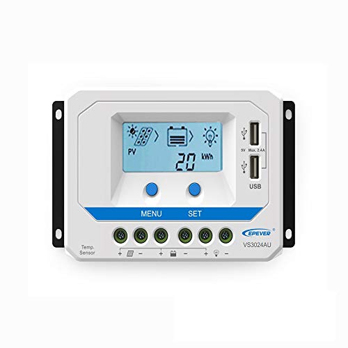 EPEVER® VS3024AU PWM Laderegler charge controller 30A, 12V/24V mit LCD Dispaly USB Anschluss