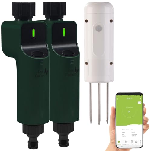 Luminea Home Control 2X ZigBee-Bewässerungscomputer + 1x Boden-Feuchte- & Temperatursensor