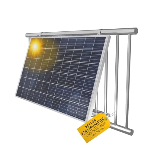 Avoltik 2x Balkonkraftwerk Halterung Balkon für alle Solarpanel-Größen I Solarmodul Halterung aus robustem Aluminium I Balkonkraftwerk Befestigung verstellbarem Winkel 0 ° oder 15-30°
