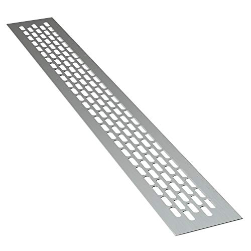 sossai® Aluminium Lüftungsgitter - Alucratis (1 Stück) | Rechteckig - Maße: 80 x 6 cm | Farbe: Aluminium | eloxiert