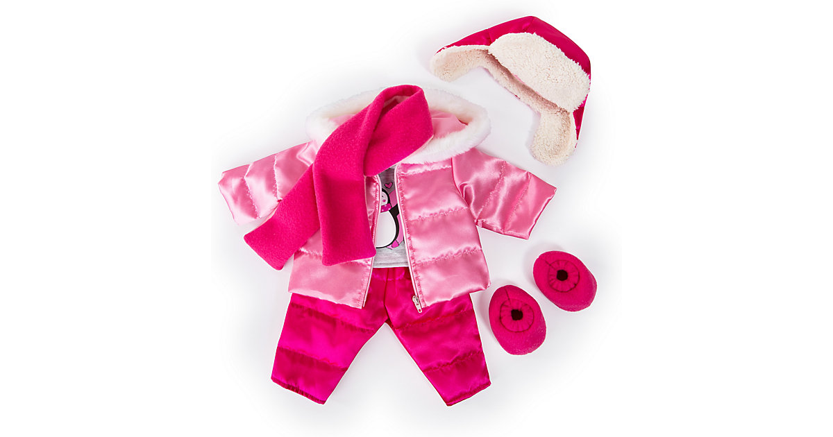 Kleider Puppen 42-46 cm: 6-tlg. - Shirt, Hose, Jacke, Mütze, Schal + passende Schuhe, rosa/pink Kleinkinder 3