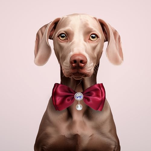 Zology Hundehalsband mit Fliege für Haustiere, verstellbar, für Hunde und Katzen, Perlen, Strass, für Mädchen und Jungen, für Urlaub, Weihnachten, Hochzeit, Party, Geschenk, Zubehör, bequem, niedlich,