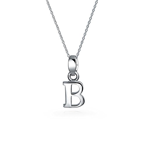 Bling Jewelry Abc Capital Bsperren Letter Alphabet B Initiale Anhänger Halskette Für Teenager Für Frauen .925 Sterling Silber