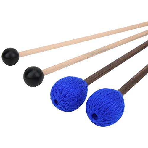 Jacksking Marimba Stick Hartgarn Kopf Tastatur Marimba Mallet 4 Stück Marimba Mallet Garn und Gummikopf Ahorn Holz Percussion Mallet für Marimba