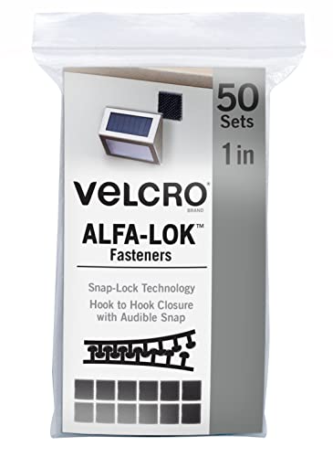 Velcro VEL-30642-USA_P mit Schnappverschluss-Technologie | Starker, robuster Halt für den Innen- und Außenbereich | Semi-permanente Montage, schwarz, 7,6 x 2,5 cm – 2 Sets, 1 inch Squares, 50 Sets, 1