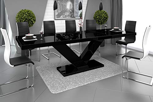 Design Esstisch Tisch HE-999 Schwarz Hochglanz ausziehbar 160 bis 256 cm