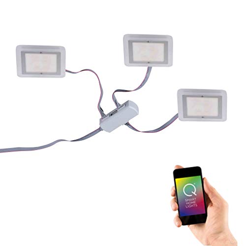 Paul Neuhaus 1160-17 Q-Vidal, LED Einbau Leuchte Smart Home für Sprachassistent CCT Lichtmanagement Farbwechsel 3 Spots inkl. Funk Fernbedienung RGB & tunable white
