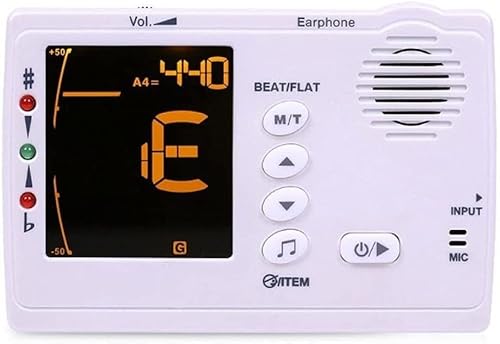 Professioneller Mini-Metronom-Digital-LCD-Tuner for Gitarre, Klavier, Bass, Violine, Bass-Ukulele (Color : Bianco)