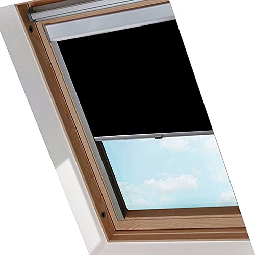SWANEW Verdunkelungsrollo Dachfenster für Dachfenster Rollo, 100% Verdunkelung, Mit Wärmeisolationsfunktion, M08 Schwarz (61.3x116.0cm)