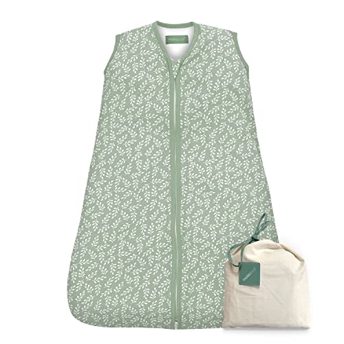 molis&co. Baby-Schlafsack. 2.5 TOG. Größe: 70 cm (0-6 Monate). Ideal für die Übergangszeit und den Winter. Green Garden. 100% Baumwolle. (Oeko-TEX 100).