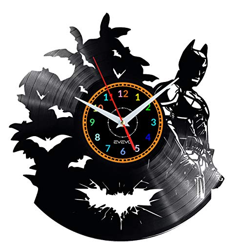 EVEVO Batman Wanduhr Vinyl Schallplatte Retro-Uhr groß Uhren Style Raum Home Dekorationen Tolles Geschenk Wanduhr Batman