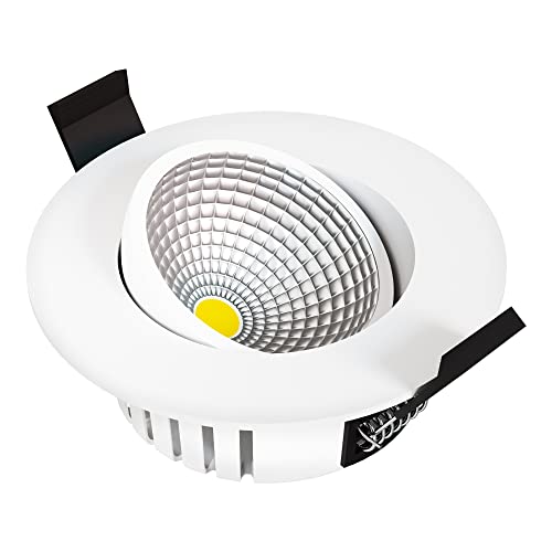 linovum LED Einbaustrahler ATOA 360° schwenkbar Wasserschutz IP65 mit 3-Farbmodi CCT, dimmbar in weiß rund 6W für 230V