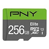 PNY Elite 256GB microSDXC-Speicherkarte + SD-Adapter, 100MB/s Lesegeschwindigkeit, Klasse 10 UHS-I, U1, A1 App Performance, V10 für Full-HD-Video