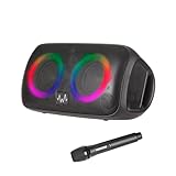 Wave 59999 Party Speaker/Karaoke Maschine/Tragbarer Lautsprecher mit Karaoke Mikrofon und LED Licht, 60 W, Schwarz