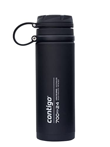 Contigo Fuse Edelstahl Trinkflasche, 100% auslaufsicher, große Wasserflasche mit breitem Schraubverschluss, hält Getränke bis zu 30 Stunden kalt, Premium Outdoor Thermoflasche, 700 ml