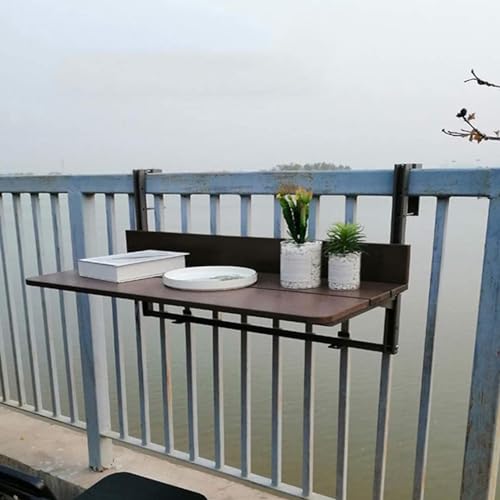 FLYIFE Decktisch, Balkon-Stehtisch für Geländer, Outdoor-Hängeschienentische für Deck, klappbarer Balkontisch zum Aufhängen, Verstellbarer Decktisch