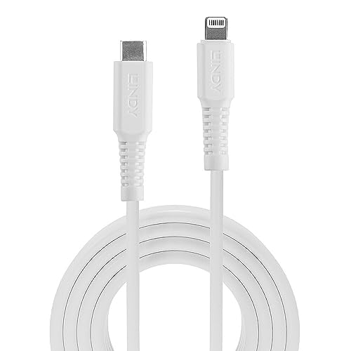 LINDY 31316 [MFi zertifiziert] 1m USB Typ C an Lightning Kabel, weiß