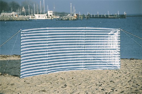 EXPLORER Windschutz PE 400x135cm mit Abspannleinen und Erdnägeln Stahl Strand Garten Sichtschutz Strandmuschel Outdoor