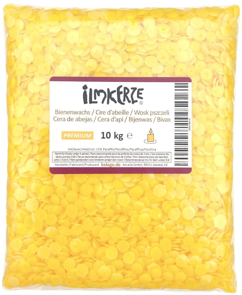 Ilmkerze® Bienenwachs Pastillen gelb 10 kg | Premium | ideal für Kerzen Teelichter Formkerzen Ziehkerzen Kerzengießen Bienenwachskerzen