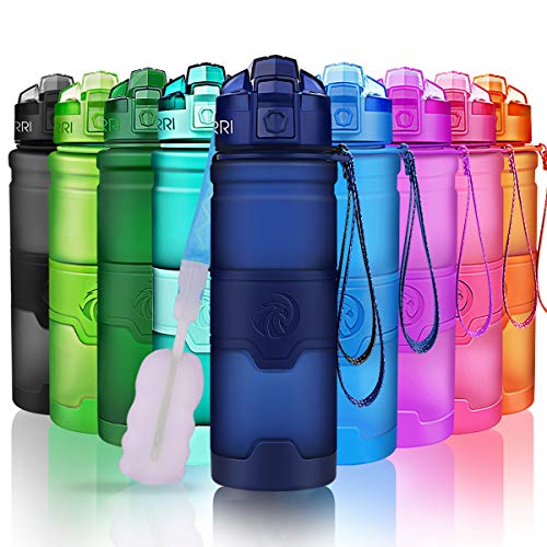 ZORRI Sport-Trinkflasche für Kinder, 500 ml/700 ml/1000 ml, BPA-frei, umweltfreundlicher Tritan-Kunststoff, wiederverwendbare Trinkflaschen mit Filter, auslaufsicherer Klappdeckel, Yoga, Laufen