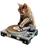 SUCK UK Kratz-Plattenspieler aus Pappe für Katzen | Katzenspielzeug | Plattenspieler & DJ Mixer | Kratzbaum | Kratzbrett | Katzenminze | Kratzmöbel | Kratzmatte | Kratzspielzeug | Katze | Katzen