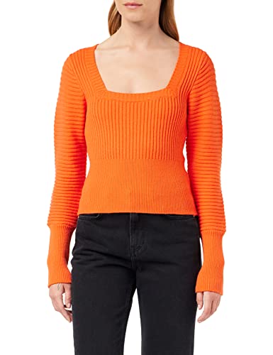 Naf Naf Damen Maka Pullover, leuchtendes Orange, Small