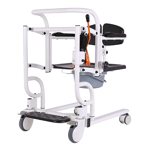 Patientenlift-Transfer-Mobilitätsstuhl, hydraulischer Patientenlift-Rollstuhl für Heimtransfer-Lift, tragbarer Transferstuhl für ältere Menschen, Nachtkommode mit 180° geteiltem Sitz