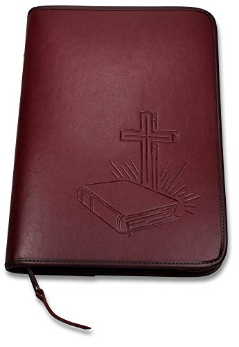 MaMeMi Bibeletui / Bibelhülle aus Kunderleder mit Prägung, Rot, 14,5x5x21,5 cm