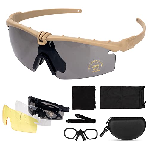 FOCUHUNTER Augenschutz - Sportbrillen für Herren Anti Fog Radsportbrillen, Schutzbrille, Lesebrille Anti-UV400 Schutzbrille zum Radfahren, Wandern und Schießen (Bräunen)