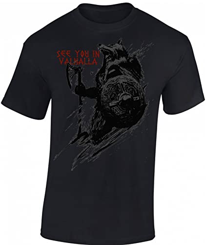 Wikinger Shirt Herren : See You in Valhalla - T-Shirt Wikinger Geschenke für Männer - Wikinger Kleidung (5XL)