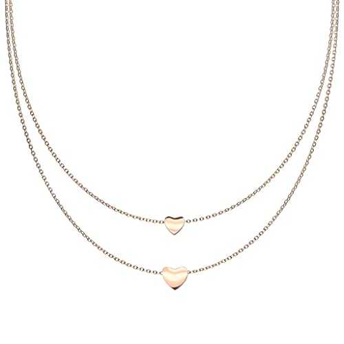 Bungsa Halskette doppellagig mit zwei Herzen Damen aus 316L Edelstahl (rosegold)