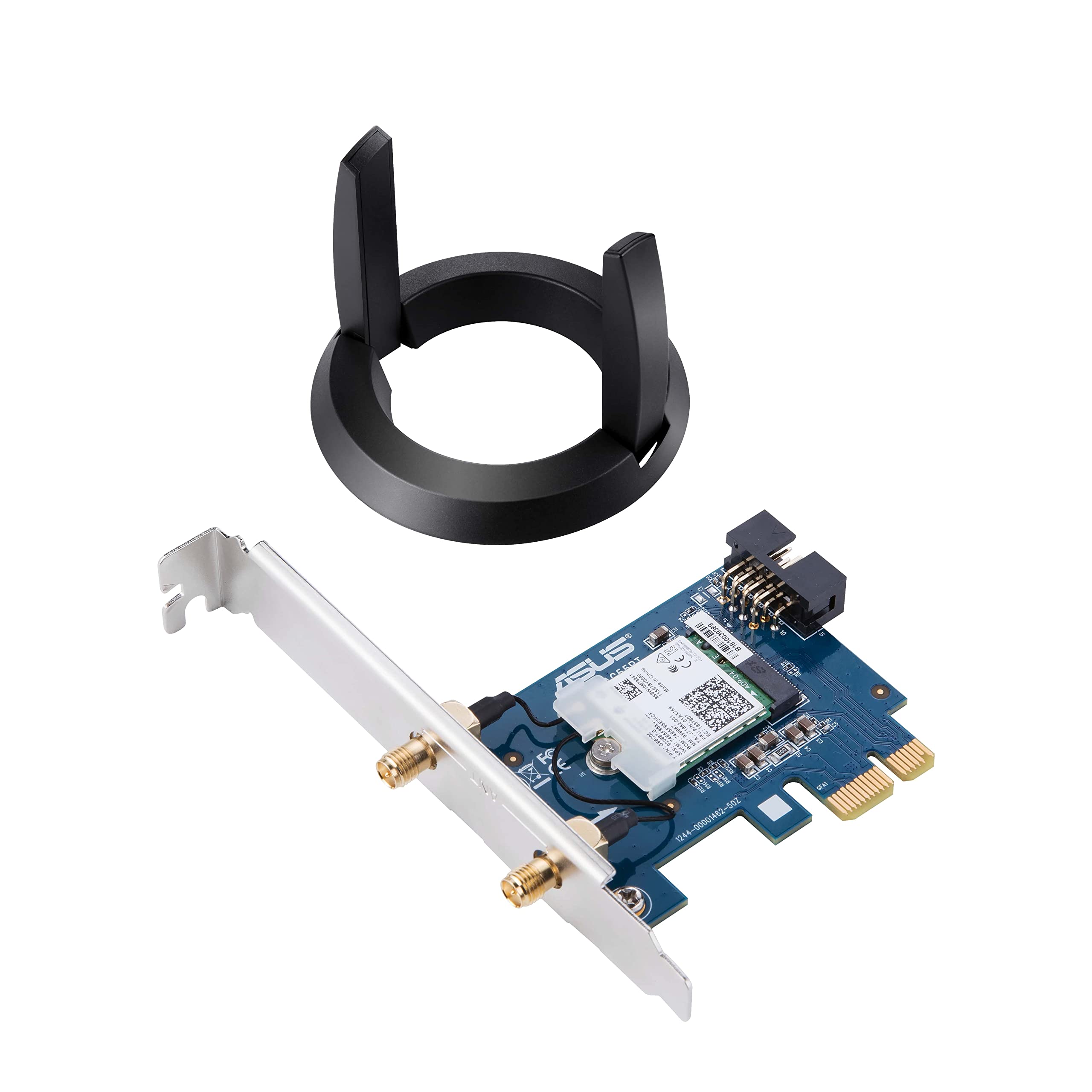 Asus PCE-AC58BT PCIe-Karte (Bluetooth 5.0 + Wi-Fi 5 AC2100 Dual-Band, 2x externe Antennen mit Standfuß, DFS)