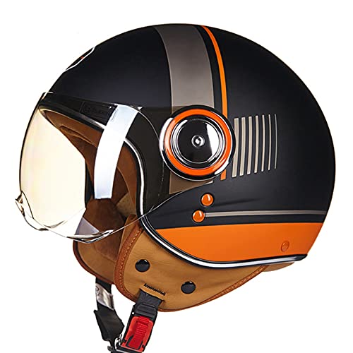 Adult Motorrad Jet Helm Scooter Helm, Mode halboffener Helm mit Schutzbrille, hat den Verkehrssicherheitstest ECE 22.05 Zertifiziert, DREI Arten von Objektiven C,M(54-56cm)