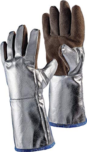 Hitzeschutzhandschuhe 5-Finger,Universalgr.natur/silb Leder EN388,EN407 Kat.III
