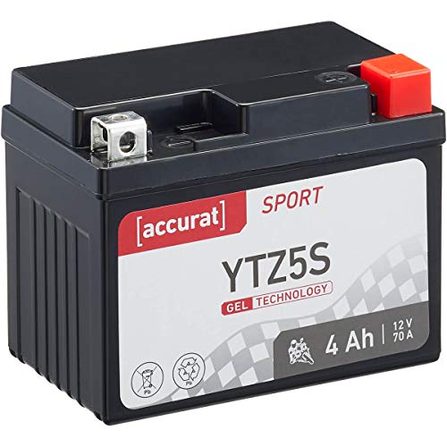 Accurat Motorradbatterie Sport YTZ5S 4 Ah 70 A 12V Gel Technologie Starterbatterie in Erstausrüsterqualität zyklenfest sicher lagerfähig wartungsfrei