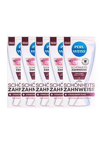 5x Perlweiss Schönheits-Zahnweiss 50ml sichtbar weissere Zähne, Zahncreme, Zahnpasta, Weisse Zähne