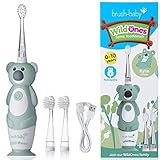Brush-Baby WildOnes Kinder Elektrische Wiederaufladbare Zahnbürste Koala, 1 Griff, 3 Bürstenköpfe, USB-Ladekabel, für Alter 0-10 (Koala)