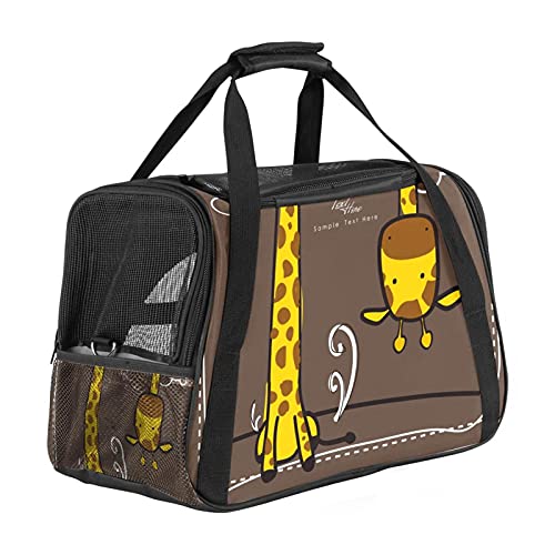 Reisetragetasche für Haustiere Giraffe Tragbare Reisetasche für Hunde oder Katzen mit Sicherheitsreißverschlüssen 43x26x30 cm