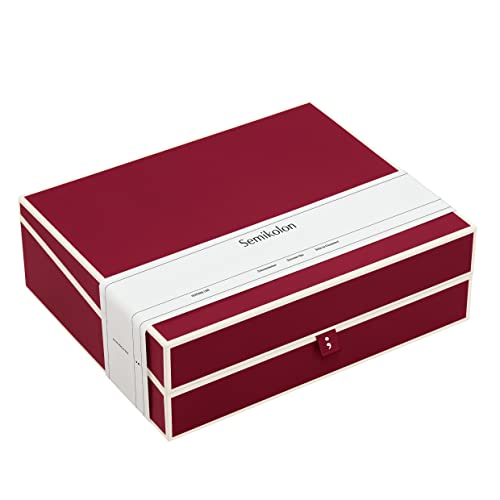 Semikolon (352573) Dokumentenbox burgundy (dunkel-rot) - Aufbewahrungs-Box für Dokumente im A4 Format - geräumige Box im Format 31,5 × 26 × 10 cm