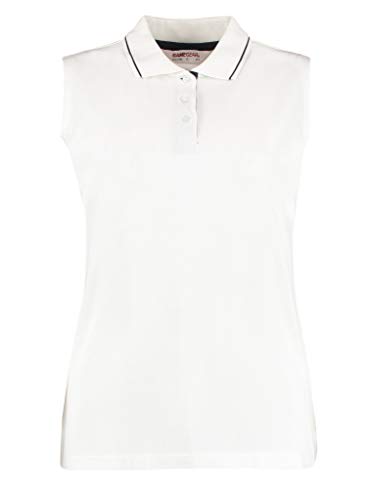 Gamegear Proactive ärmelloses Piqué-Poloshirt für Damen, KK730, Weiß/Marineblau, Größe 42