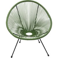 Kare Design Sessel Acapulco Grün, moderner Acapulco Sessel, Gartenstuhl, Outdoorstuhl, Relaxsessel, Stuhl, Wetterfest, XXL Retro Chillsessel Outdoorgeeignet (H/B/T) 85x73x78cm